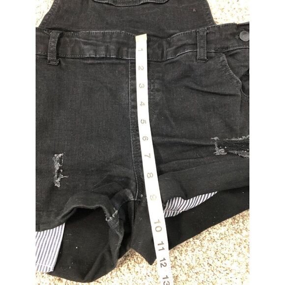 WAX JEANS Women's Short Jean Overalls Size Medium Black - Picture 6 of 13